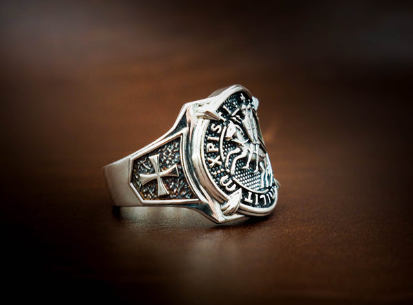 925 Sterling Silver The Seal of Knights Templar Masonic Ring Size 6-15