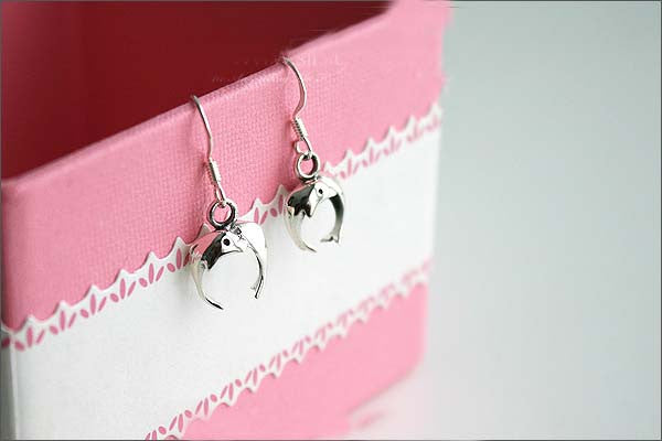 Dolphin Earrings - 925 Sterling Silver - Silver  earrings -  Love earrings Gift Idea Rocker Gothic Woman Jewelry (E-30)