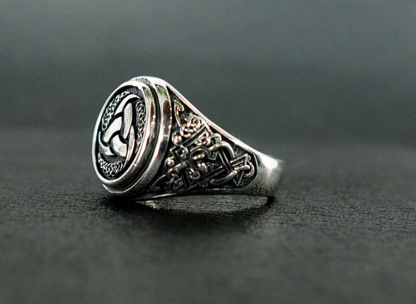 Triple Horn of Odin Ring, Viking Ring, Scandinavian Norse Odin's Ring Viking Jewelry 925 Sterling Silver Size 6-15