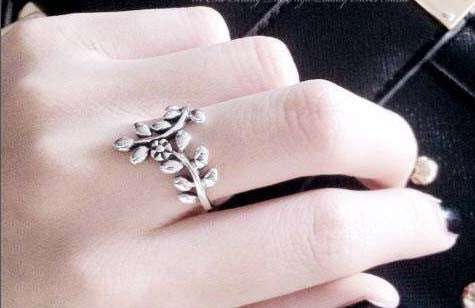 Leaf Ring,Olive Branch Ring - Free Engraved Inside Ring - 925 Sterling Silver-White gold plate-gold plate-Pink gold plate Jewelry (SR-69)