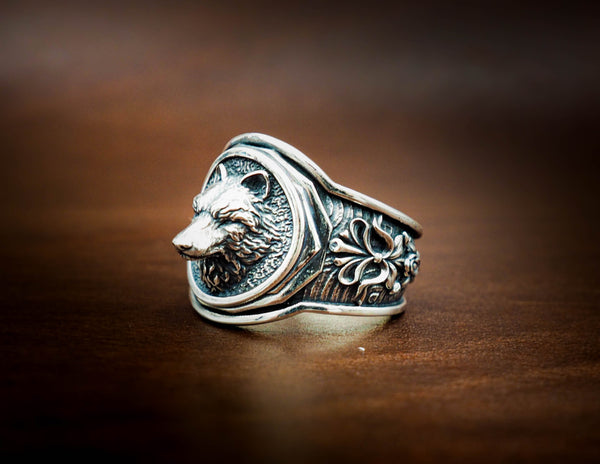 Men's Wolf Ring, Norse Viking Nordic Wolf Rings for Men 925 Sterling Silver Size 6-15