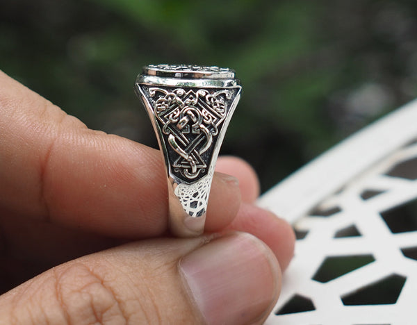 Black Sun Ring, Viking Ring Pagan Scandinavian Norse Viking Jewelry 925 Sterling Silver Size 6-15