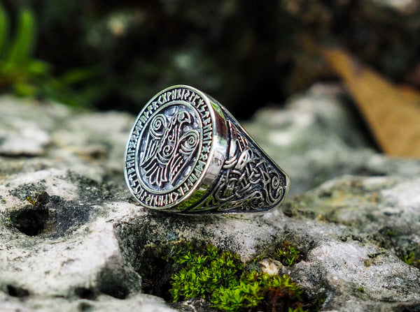 925 Sterling Silver Odin Ravens Viking Ring Nordic Celtic Viking Norse Jewelry Size 6-15