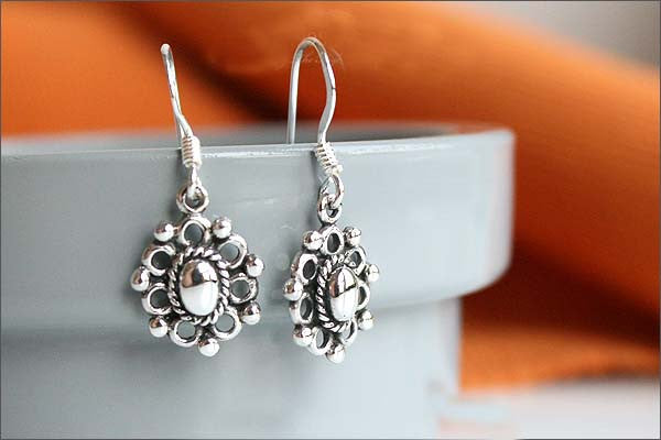 Circular earrings Earrings  - 925 Sterling Silver - Silver  earrings -  Love earrings Gift Idea Rocker Gothic Woman Jewelry (E-19)