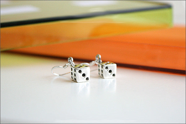 Dice Earrings - 925 sterling silver dice earring (E-36)