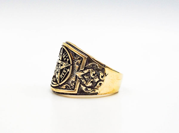 Tetragrammaton Pentagram Star Ring Amulet Brass Jewelry Size 6-15 BR-74