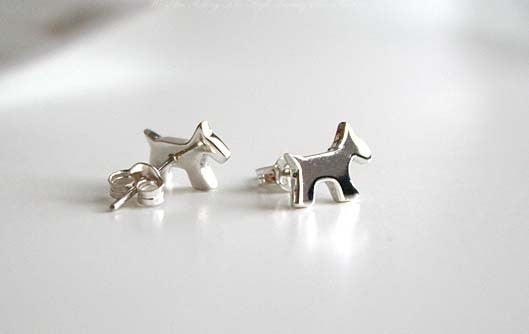 Dog earrings - 925 Sterling Silver - Silver  earrings - Love earrings Gift Idea Rocker Gothic Woman Jewelry (E-07)