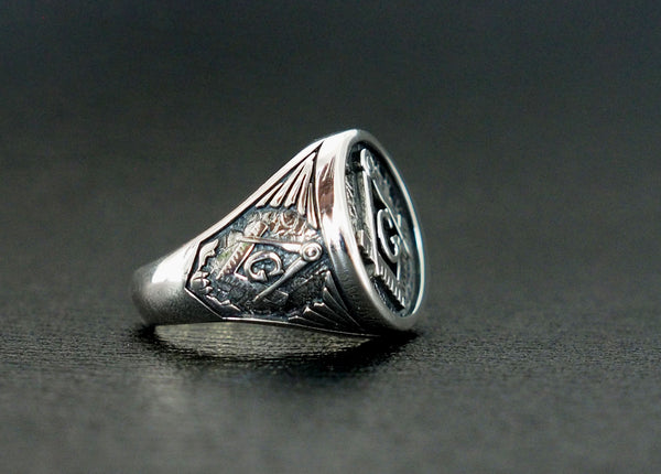 Freemason Masonic Ring Gothic Masonic Biker Rings 925 Sterling Silver Size 6-15