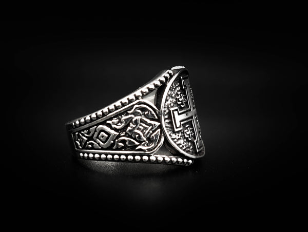 Crusader Jerusalem Cross Knight Templar Ring 925 Sterling Silver Size 6-15