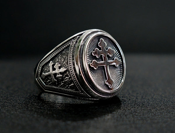 Cross Of Lorraine Magnum Ring, Magnum Foreign Legion Ring, French Ring 925 Sterling Silver Size 6-15