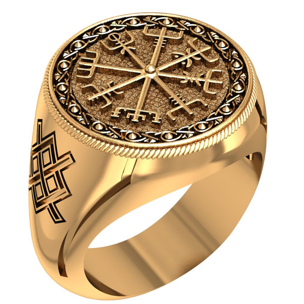 Vegvisir Ring Icelandic Viking Asatru Compass Norse Runes Ring In Brass Jewelry (BR-65)