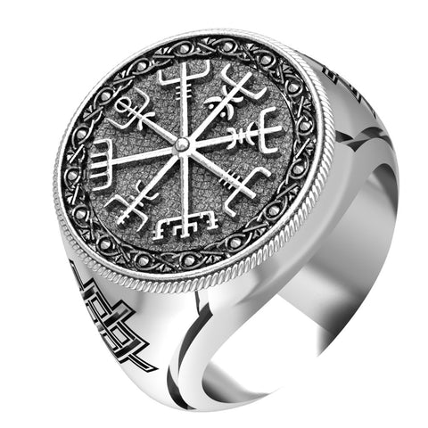 Vegvisir Aka Viking Compass Ring Pagan Asatru Heathen Norse 925 Sterling Silver (R-65)