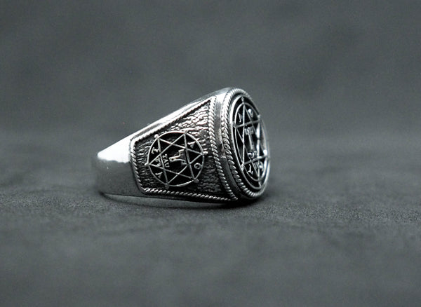 Goetia Hexagram Seal of Solomon Ring, Star of David Ring 925 Sterling Silver Size 6-15