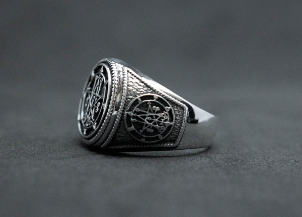 Astaroth Sigil Goetia Unisex Solomon Demon Seal Satan Ring 925 Sterling Silver Size 6-15