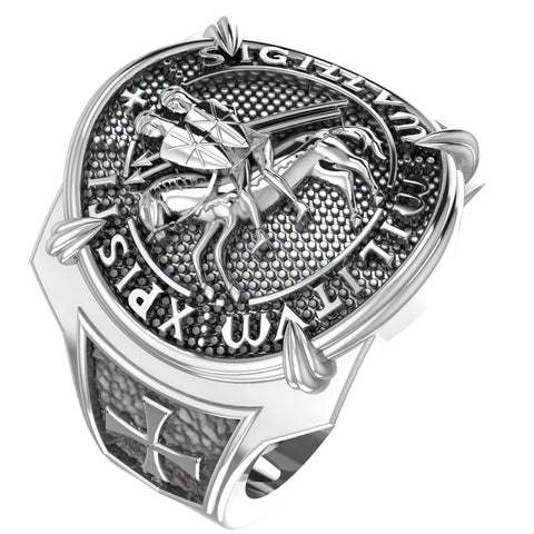 925 Sterling Silver The Seal of Knights Templar Masonic Ring Size 6-15