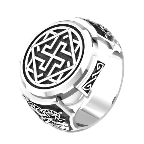 925 Sterling Silver Gothic Slavic Valkyrie Symbol Ring Viking Pagan Jewelry Size 6-15