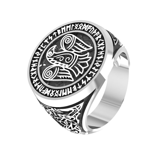 925 Sterling Silver Odin Ravens Viking Ring Nordic Celtic Viking Norse Jewelry Size 6-15