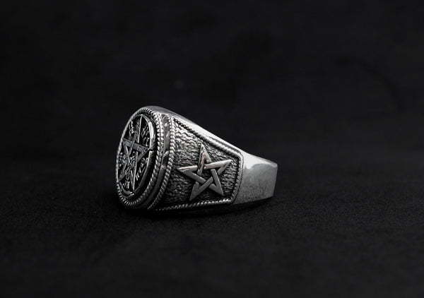 Ceremonial Magic Seal of Solomon Tetragrammaton Ring 925 Sterling Silver Size 6-15