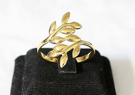 Leaf Ring - Free Engraved Inside Ring - Olive Branch Ring - 925 Sterling Silve  (SR-44)