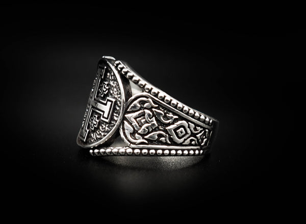 Crusader Jerusalem Cross Knight Templar Ring 925 Sterling Silver Size 6-15