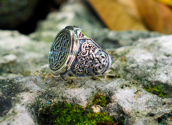 925 Sterling Silver Gothic Slavic Valkyrie Symbol Ring Viking Pagan Jewelry Size 6-15