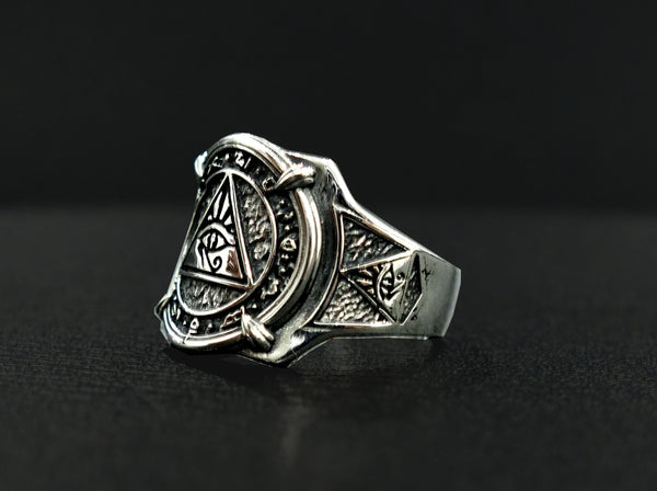 Eye of Horus Ring, Egyptian Hieroglyphics Ring, Silver Egypt Jewelry, Egyptian Rings Egyptian Amulet 925 Sterling Silver Size 6-15