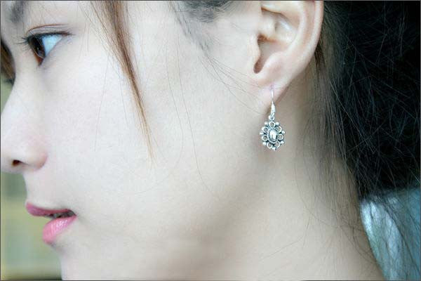 Circular earrings Earrings  - 925 Sterling Silver - Silver  earrings -  Love earrings Gift Idea Rocker Gothic Woman Jewelry (E-19)