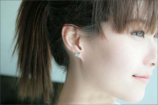 Dog earrings - 925 Sterling Silver - Silver  earrings - Love earrings Gift Idea Rocker Gothic Woman Jewelry (E-07)