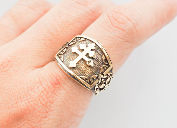 Cross of Lorraine Rings Knights Templar Crusader Brass Jewelry Size 6-15 BR-73