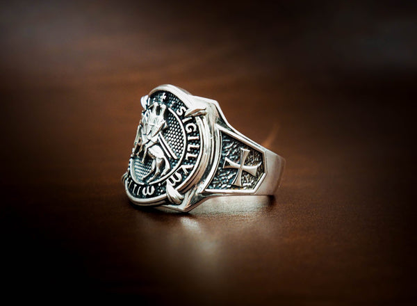 925 Sterling Silver The Seal of Knights Templar Masonic Ring Size 6-15