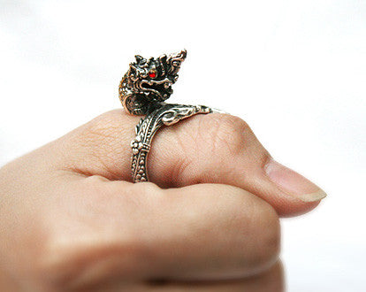 925 Sterling Silver Naga ring  serpent ring  king of Nagas ring Style Gift Idea Rocker Gothic Woman Jewelry (SR-047)