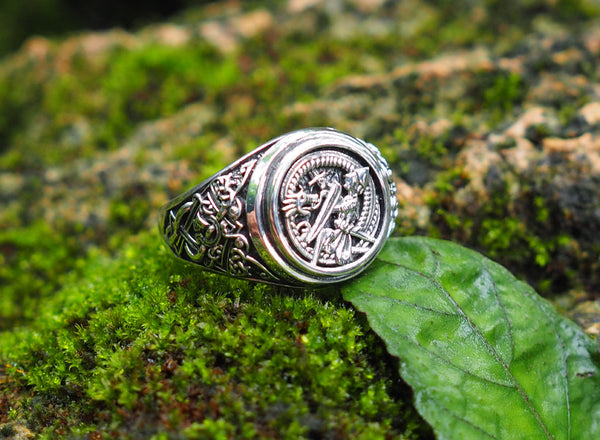 Siegfried and Fafnir Ring, Siegfried and Fafnir Viking Ring, Norse Viking Jewelry, 925 Sterling Silver Size 6-15