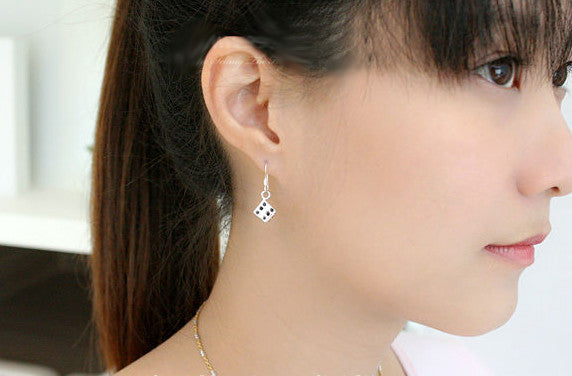 Dice Earrings - 925 sterling silver dice earring (E-36)