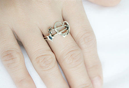 925 Sterling Silver Ring - Heart Ring,  Star ring  Woman Jewelry -  Silver ring  (SR-019)