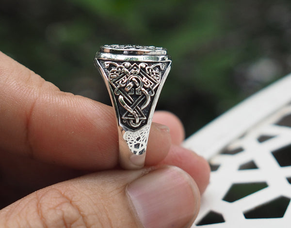 Hugin and Munin Ring, Odin's Ravens Ring, Norse Viking Jewelry 925 Sterling Silver size 6-15