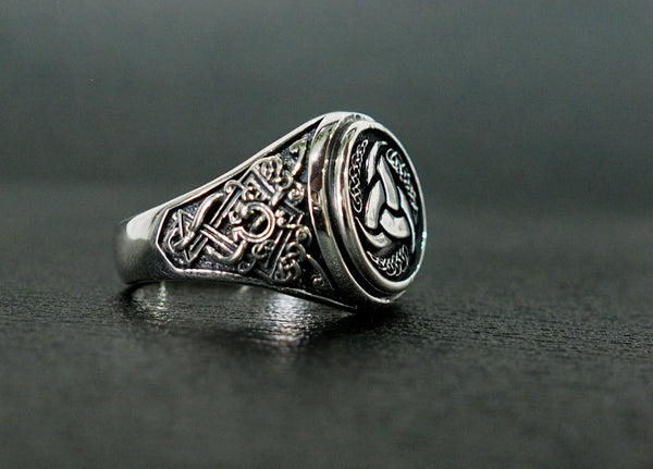 Triple Horn of Odin Ring, Viking Ring, Scandinavian Norse Odin's Ring Viking Jewelry 925 Sterling Silver Size 6-15