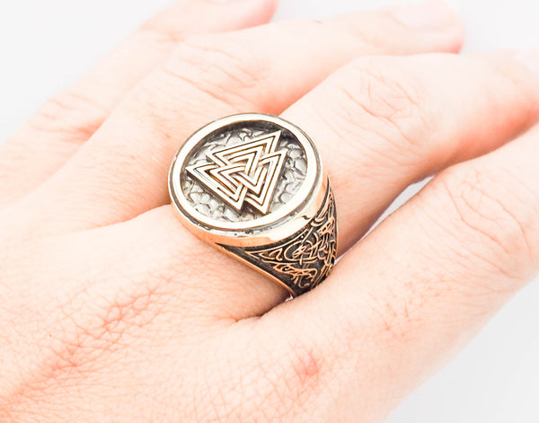 Valknut Ring Viking Scandinavian Norse Brass Jewelry Size 6-15 BR-77