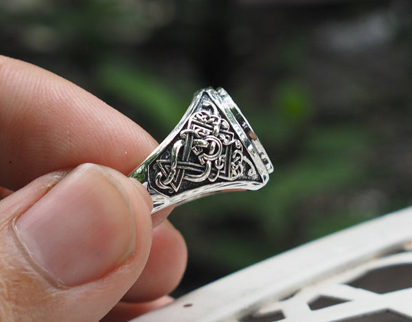 Viking Ship Ring, Drakkar Ring, Scandinavian Norse Viking Jewelry 925 Sterling Silver Size 6-15