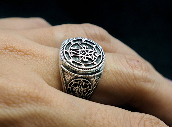 Astaroth Sigil Goetia Unisex Solomon Demon Seal Satan Ring 925 Sterling Silver Size 6-15