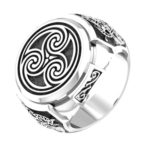 925 Sterling Silver Celtic Triskelion Ring Punk Rock viking Ring For Men Ring Size 6-15