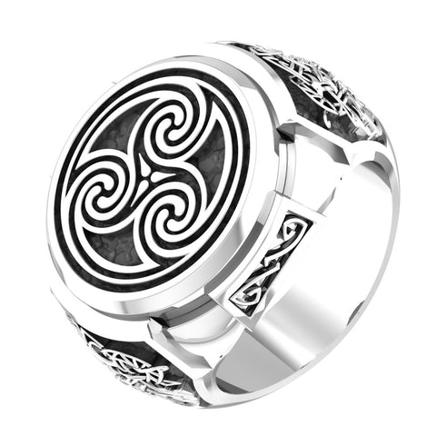 925 Sterling Silver Celtic Triskelion Ring Punk Rock viking Ring For Men Ring Size 6-15