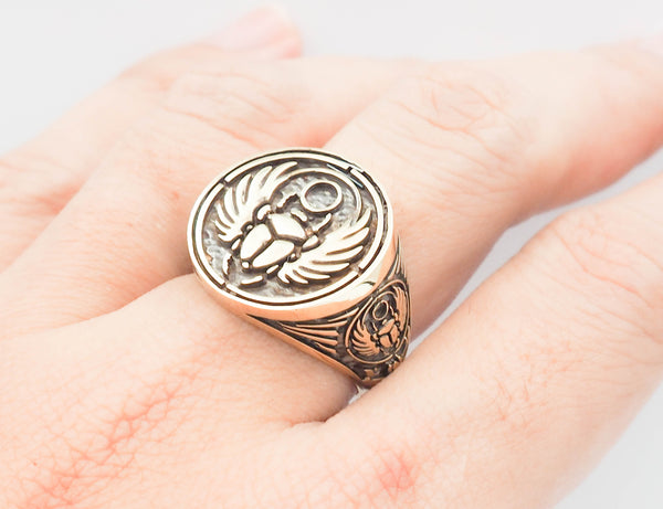 Egyptian Scarab Ring Ancient Egypt Brass Jewelry Size 6-15 BR-79