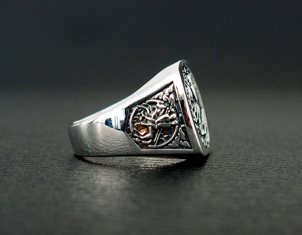 The Seal of Knights Templar Ring, Templar Masonic Ring 925 Sterling Silver Size 6-15