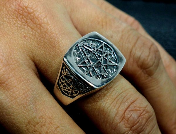Seal Sigil of the Necronomicon Ring, Necronomicon Ring, Necronomicon jewelry 925 Sterling Silver Size 6-15