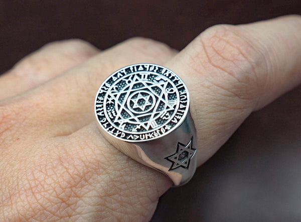 Hexagram Six-Pointed Star Star of David Seal Solomon Rings 925 Sterling Silver Size 6-15