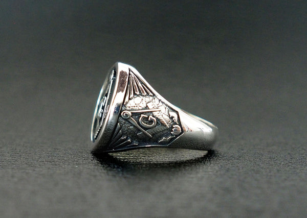Freemason Masonic Ring Gothic Masonic Biker Rings 925 Sterling Silver Size 6-15