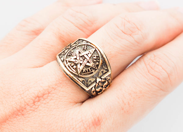 Tetragrammaton Pentagram Star Ring Amulet Brass Jewelry Size 6-15 BR-74