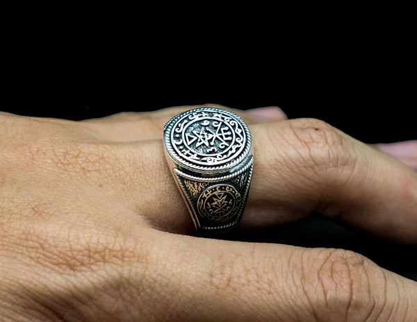 Seal Of Lilith Sigil Of Lucifer Ring, Seal Of Lilith Amulet Ring 925 Sterling Silver Size 6-15
