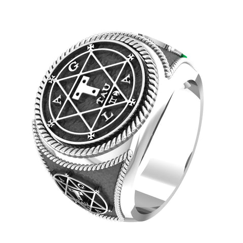 Goetia Hexagram Seal of Solomon Ring, Star of David Ring 925 Sterling Silver Size 6-15