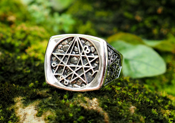 Seal Sigil of the Necronomicon Ring, Necronomicon Ring, Necronomicon jewelry 925 Sterling Silver Size 6-15
